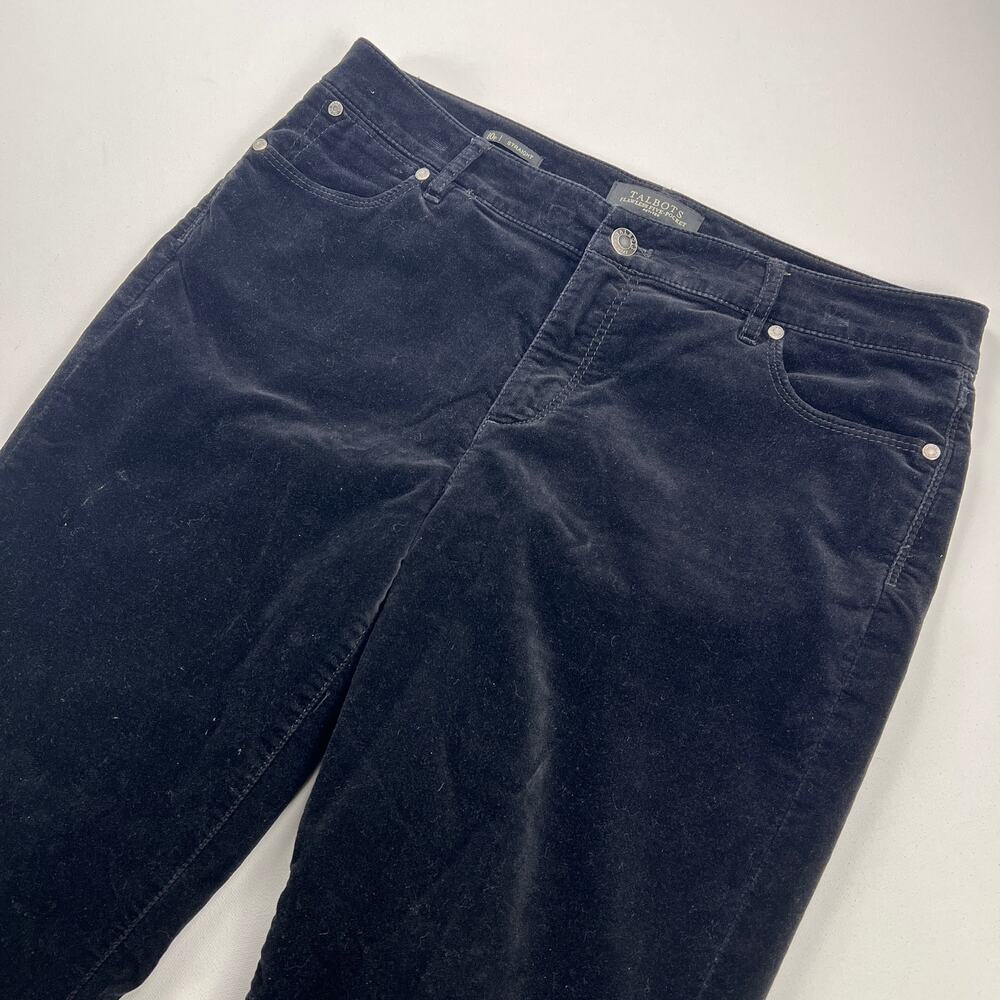 Talbots Flawless Five Pocket Straight Leg Black Velvet Jeans Pants Size 10P